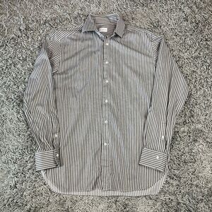 Ermenegildo Zegna Dress Shirt Mens 42 16.5 Striped Button Down Long Sleeve Logo